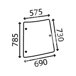 szyba MF serie 4200 4300 - boczna lewa zielona 3806591M2 (1474)