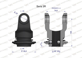 Widłak wału z pierścieniem 1 3/8 Z6 - 27X74.6 Seria 3R Waryński W21940513B [WR217321]