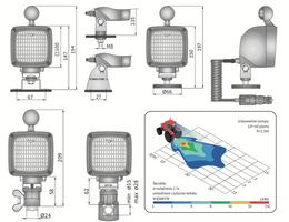 lampa robocza z uchwytem omega i złączem AMP Faston WESEM LKR5.24876 100x100mm