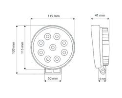 Lampa robocza okrągła 9 LED 2150Lm 6000K TT Technology