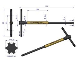 Klucz T ze spinnerem HEX 3.5 mm Waryński