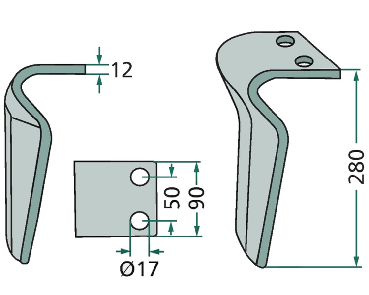 Ząb brony aktywnej lewy Maschio 280mm 27100209