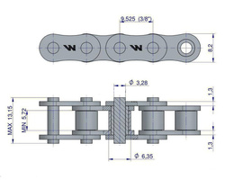 Łańcuch rolkowy 06B-1 (R1 3/8) Waryński