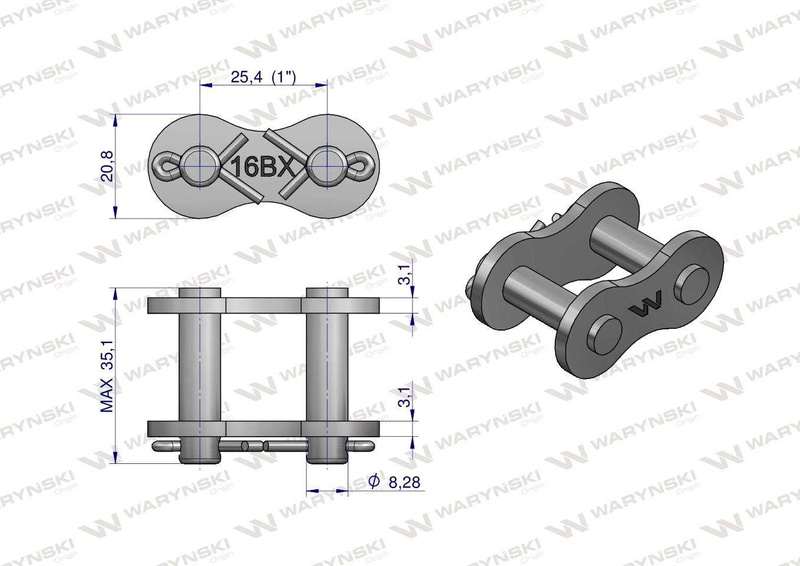 Zamek łańcucha 16BX-1 (R1 1) Waryński