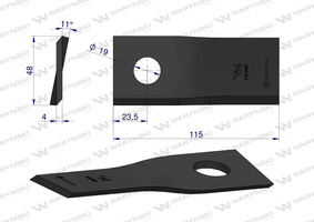 Nóż, nożyk 115x47x4x19mm prawy kosiarka Claas 9520420 Waryńs