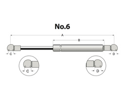 siłownik amortyzator gazowy A=190 B=90 F=350N MIA10190