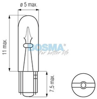 żarówka 12V 1,2W W1,2W T05 BOSMA