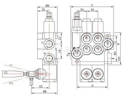 Rozdzielacz hydrauliczny trzysekcyjny 40L