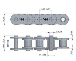 Łańcuch rolkowy 10A-1 ANSI A 50 (R1 5/8) Waryński