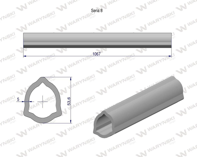 Rura wewnętrzna wał przegubowo-teleskopowy Seria 8 długość 1067mm do wału 1290 Waryński