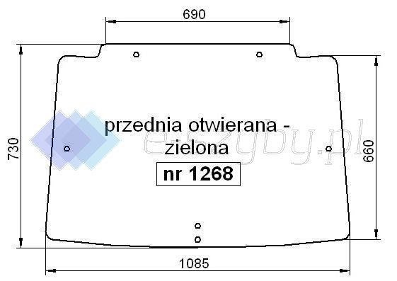 szyba CASE JX 1060C 1070C 1075C, Quantum C/N/V - przednia otwierana (1268)