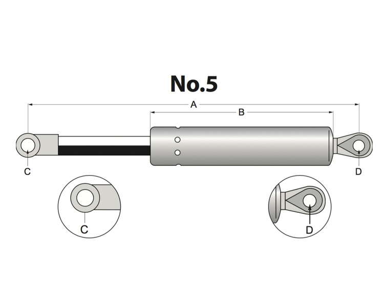 siłownik amortyzator gazowy A=285 B=135 F=520N 222345050