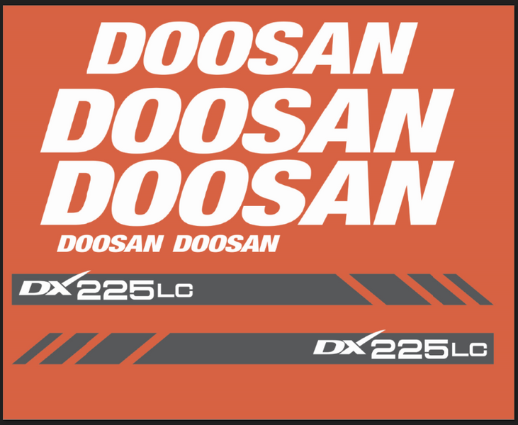 naklejka, logo na maskę koparka Doosan DX 225LC