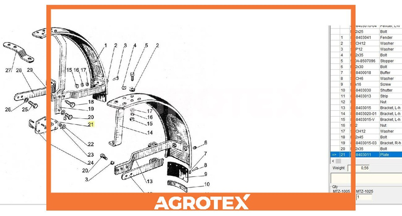 płyta błotnika MTZ 528403011