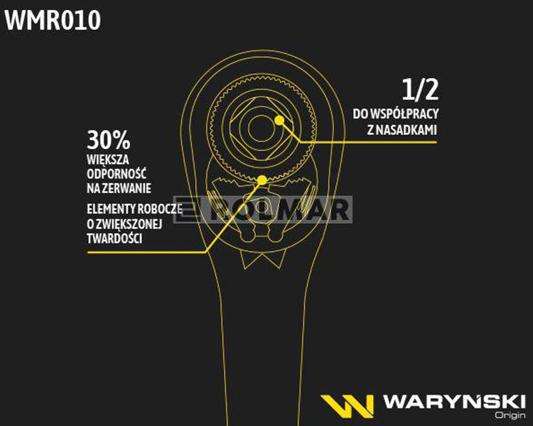 Grzechotka 1/2" 72 T odgięta Waryński