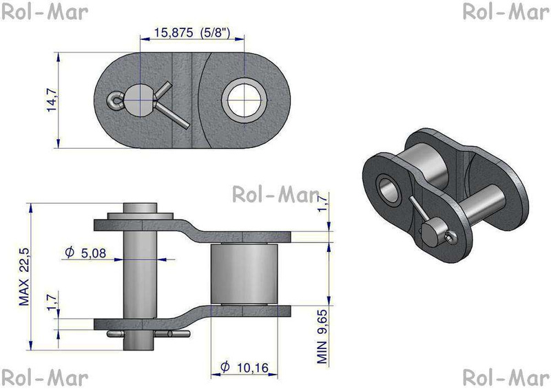 Półogniwo łańcucha 10B-1 (R1 5/8) Waryński