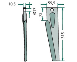 Ząb brony aktywnej prawy Lely 315mm 180RH-80-R