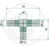 trójnik do wężyka spryskiwacza 5,3mm-5,3mm