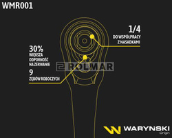 Grzechotka 1/4" 60 T o zwiększonej odporności Waryński