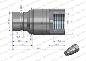 Szybkozłącze hydrauliczne suchoodcinające gniazdo G3/4"BSP gwint wewnętrzny ISO16028 Waryński