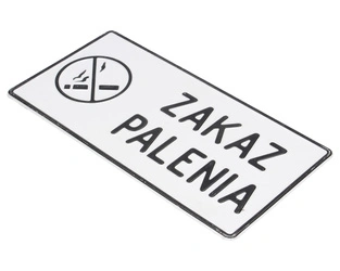 Tablica ostrzegawcza metalowa Zakaz Palenia biała 28x14 cm