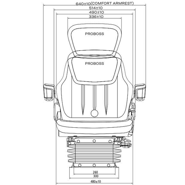 siedzenie amortyzowane pneumatycznie do ciągnika, koparki PROBOSS AS2480