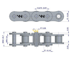 Łańcuch rolkowy 50SP (R1 5/8) 5m Waryński