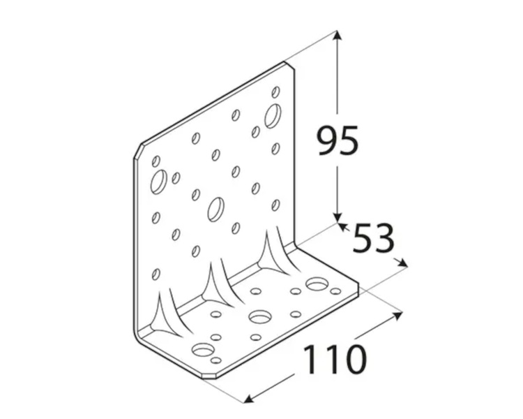 Kątownik łącznik z przetłoczeniem 95x53x110x2,5 dmx