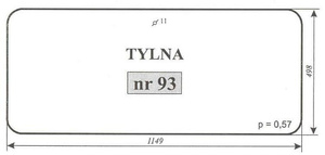 szyba do ciągnika C-330 kabina Chojnów I - tylna (93)