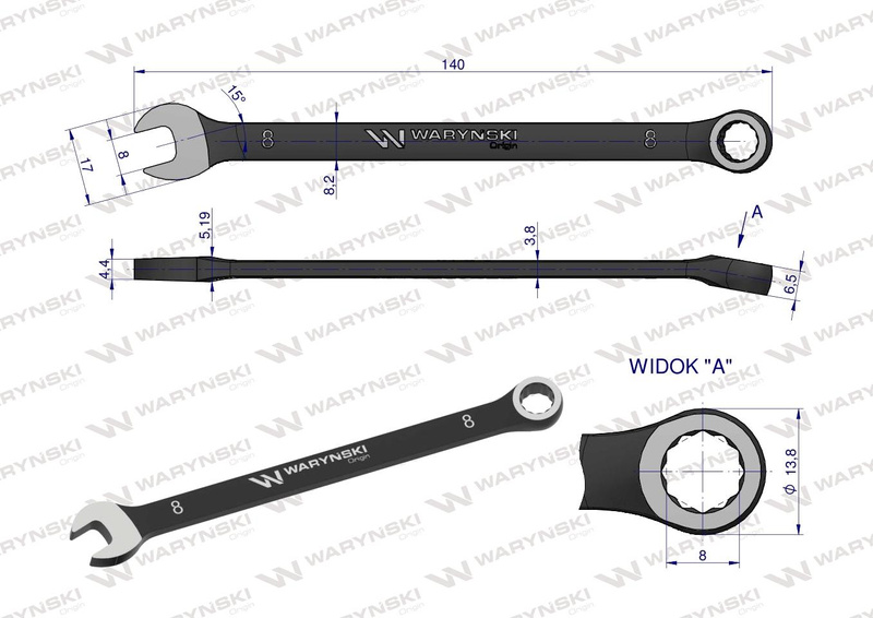Klucz płasko-oczkowy 8 mm CrV Waryński