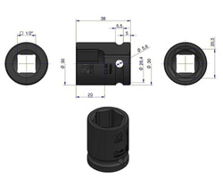 Nasadka udarowa sześciokątna 1/2" 20 mm Waryński