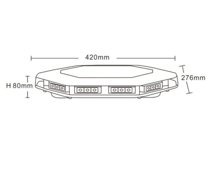 Belka lampa błyskowa ostrzegawcza LED 420x276x80mm R65 R10