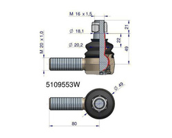 Przegub kierowniczy 80mm M20x1 5109553 FIAT WARYŃSKI