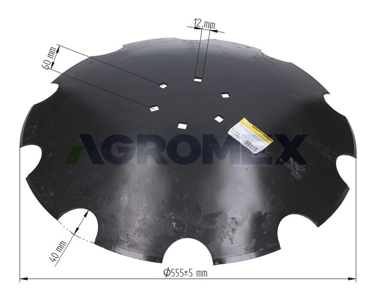 Talerz brony talerzowej uzębiony Z-10 560mm 6x120 stal borowa Waryński