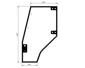 szyba do ciągnika Deutz-Fahr - drzwi lewe bezbarwne wklejane 04400340 (1853)