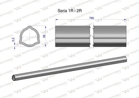 Rura wewnętrzna Seria 2R zewnętrzna Seria 1R do wału 910 przegubowo-teleskopowego 36x3.2 mm 790 mm WARYŃSKI [WR2321790]