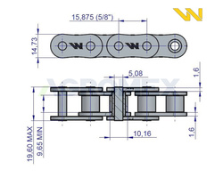 Łańcuch rolkowy 10B1 130 ogniw 2064mm Zwijka Sipma 5270132000 Waryński