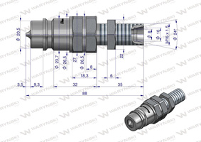 Szybkozłącze hydrauliczne EURO wtyczka long M16x1.5 gwint zewnętrzny Waryński