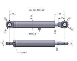 Cylinder hydrauliczny - siłownik dwustronny CJ2F-63/36/200 Waryński