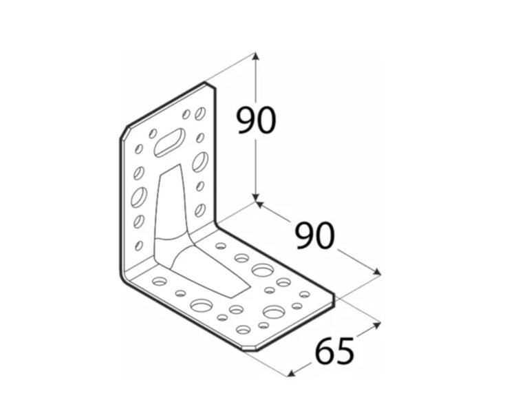 Kątownik łącznik z przetłoczeniem 90x90x65x2,5 dmx