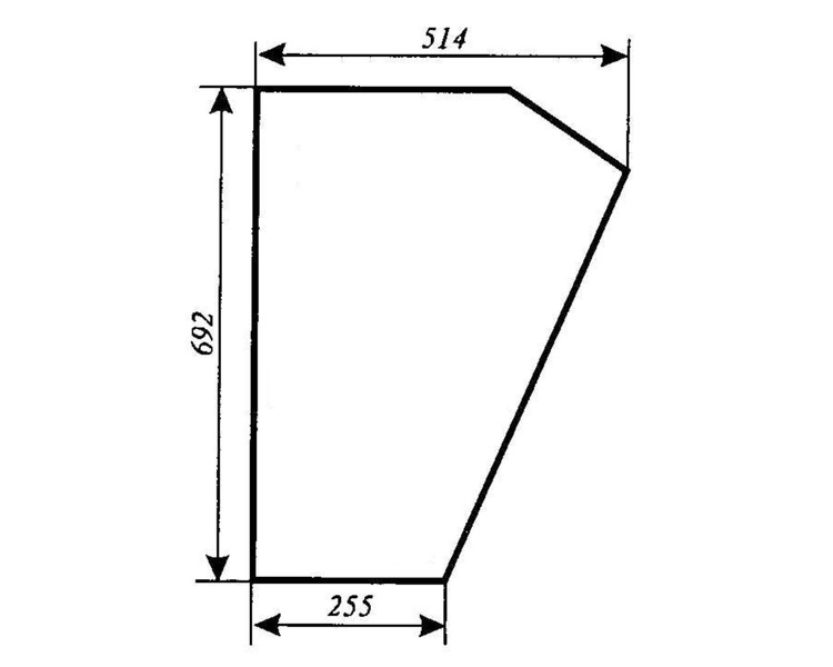 szyba do ciągnika C-360, MF-255 kabina Koźmin - drzwi dolna (lewa, prawa) (173)
