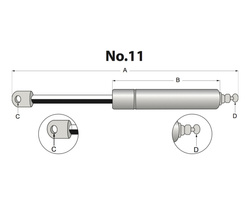 siłownik amortyzator gazowy A=255 B=145 F=150N 82002925