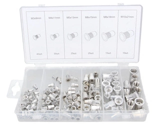 nitonakrętki aluminiowe zestaw 150 szt w zamykanym pojemniku