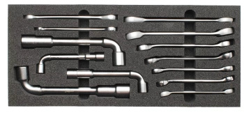 Wkład do skrzynki - klucze płasko-oczkowe z grzechotką, klucze fajkowe, klucze do przewodów hamulcowych 13 el. MJW