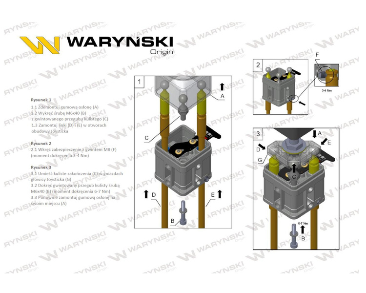 Joystick pod linki zakończone kulką z 2 przełącznikami (z 2 przyciskami na kulkę. IP-6022) Waryński