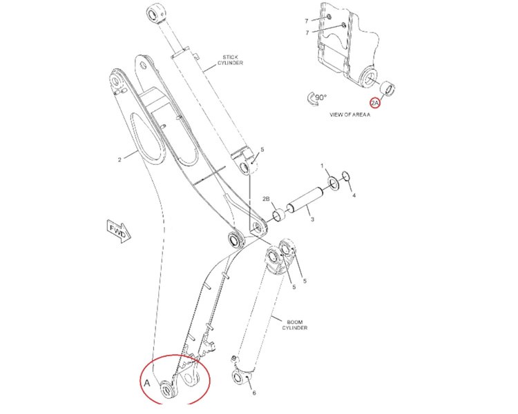 Tuleja ramienia koparki CAT 416E 428E 2096181