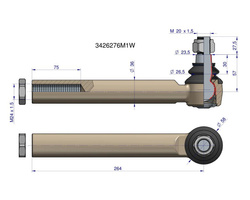 Przegub kierowniczy 264mm M24x1,5 3426276M1 MASSEY FERGUSON WARYŃSKI