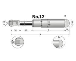 siłownik amortyzator gazowy A=220 B=125 F=1300N