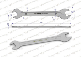 Klucz ultra płaski 22 x 24 mm, CrV Waryński