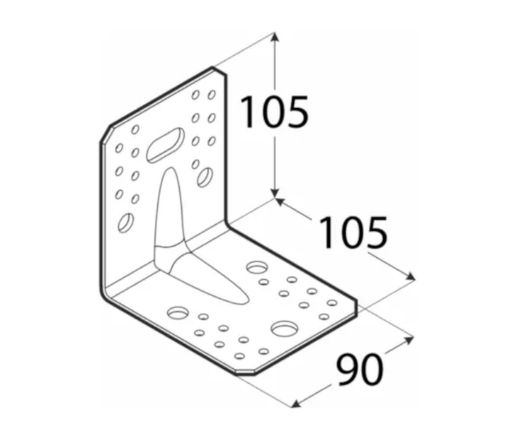 Kątownik łącznik z przetłoczeniem 105x105x90x2,0 dmx